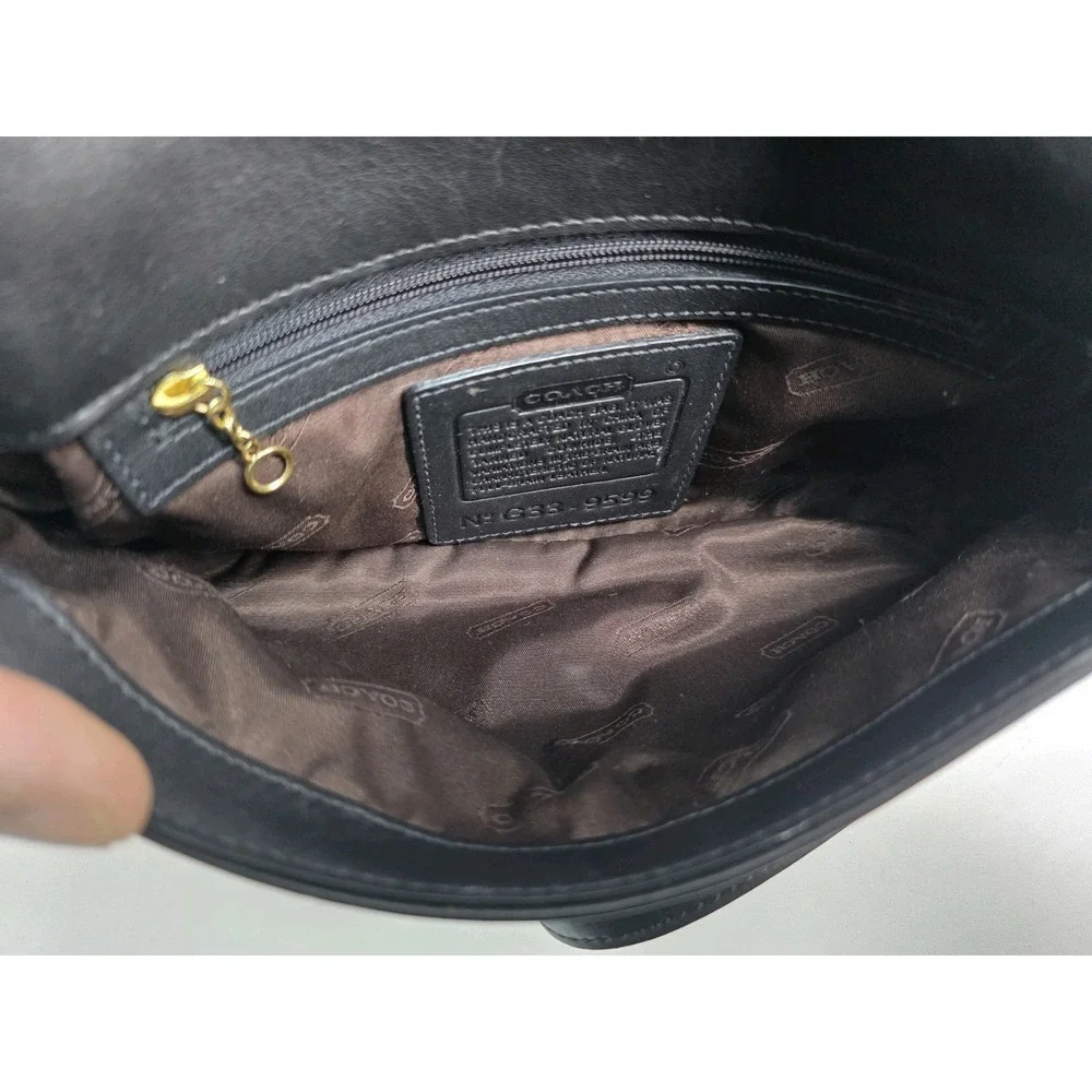 Vintage‎ Coach Legacy West Demi Flap Shoulder Bag In Black Leather G33-9599